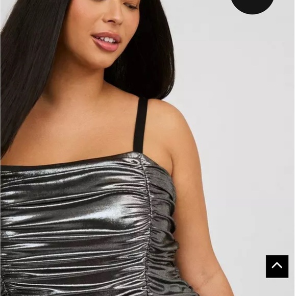 Metallic Silver Ruched Dress - Picture 3 of 4